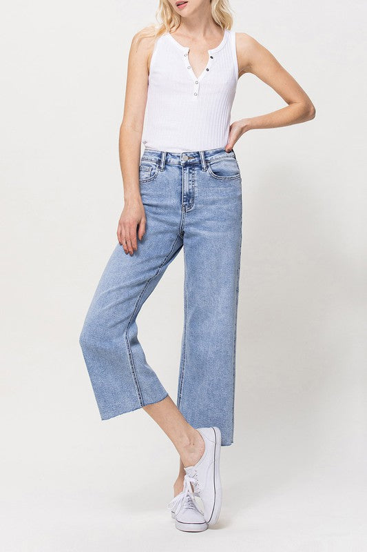 Super High Rise Crop Wide Leg Jeans (Online Only)