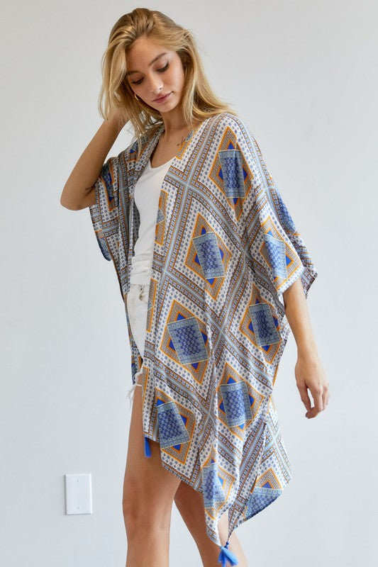 Printed Short Sleeve loose Kimono  (Online Only/Ships from USA)