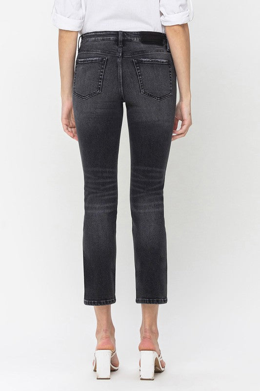 Mid Rise Crop Slim Straight Jeans (Online Only/Ships from USA)