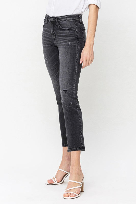 Mid Rise Crop Slim Straight Jeans (Online Only/Ships from USA)