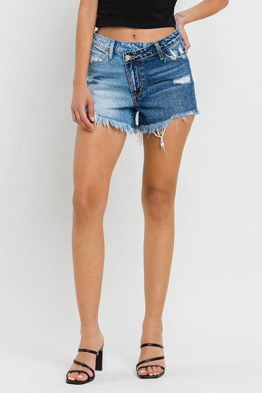Super High Rise Two Tone Denim Shorts (Online Only/Ships from USA)
