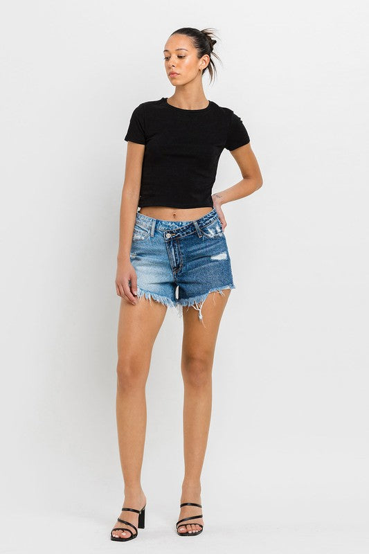 Super High Rise Two Tone Denim Shorts (Online Only/Ships from USA)