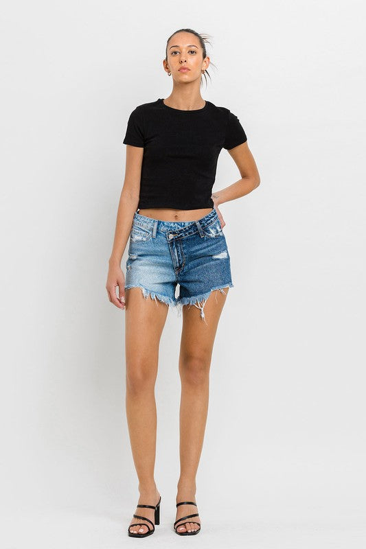 Super High Rise Two Tone Denim Shorts (Online Only/Ships from USA)