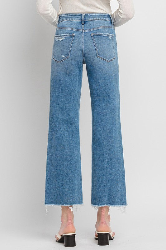 High Rise Ankle Slim Wide Jeans (Online Only/Ships from USA)