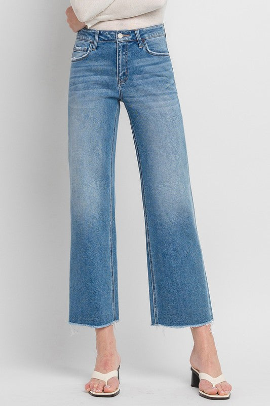 High Rise Ankle Slim Wide Jeans (Online Only/Ships from USA)