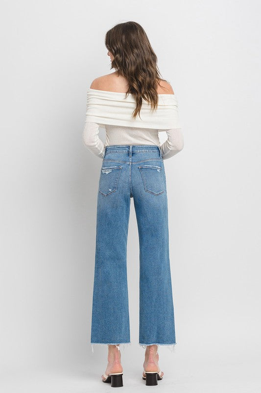 High Rise Ankle Slim Wide Jeans (Online Only/Ships from USA)