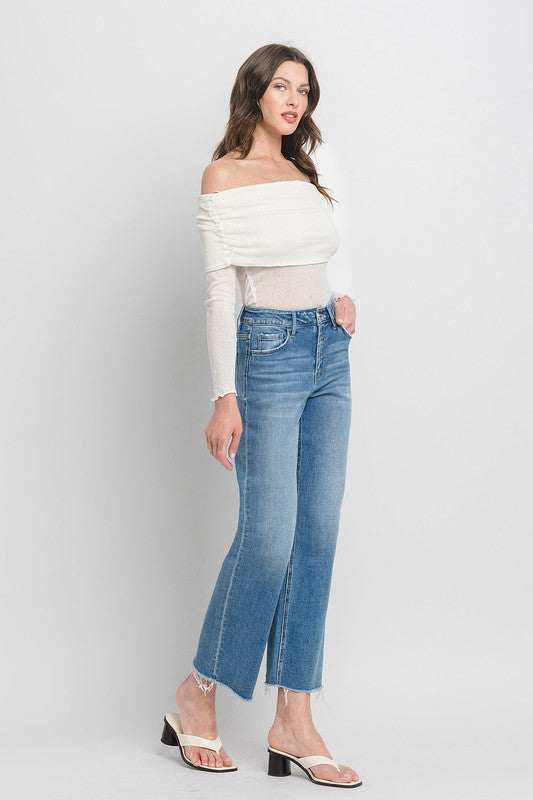 High Rise Ankle Slim Wide Jeans (Online Only/Ships from USA)