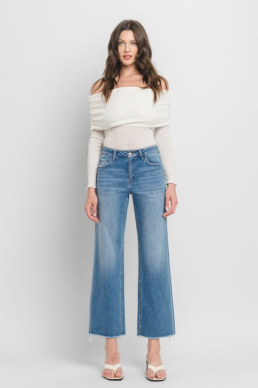 High Rise Ankle Slim Wide Jeans (Online Only/Ships from USA)