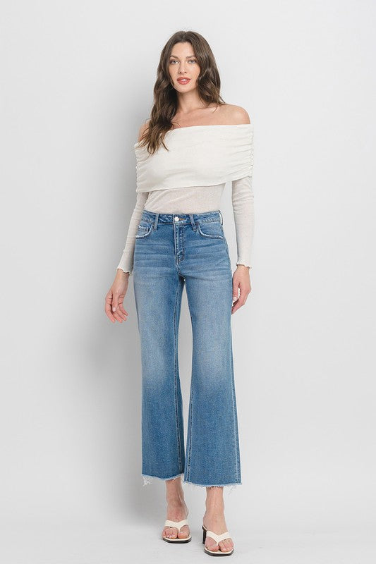 High Rise Ankle Slim Wide Jeans (Online Only/Ships from USA)