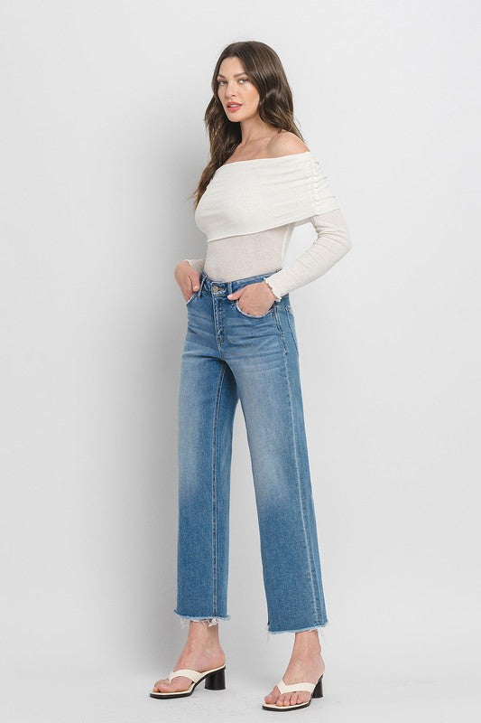 High Rise Ankle Slim Wide Jeans (Online Only/Ships from USA)