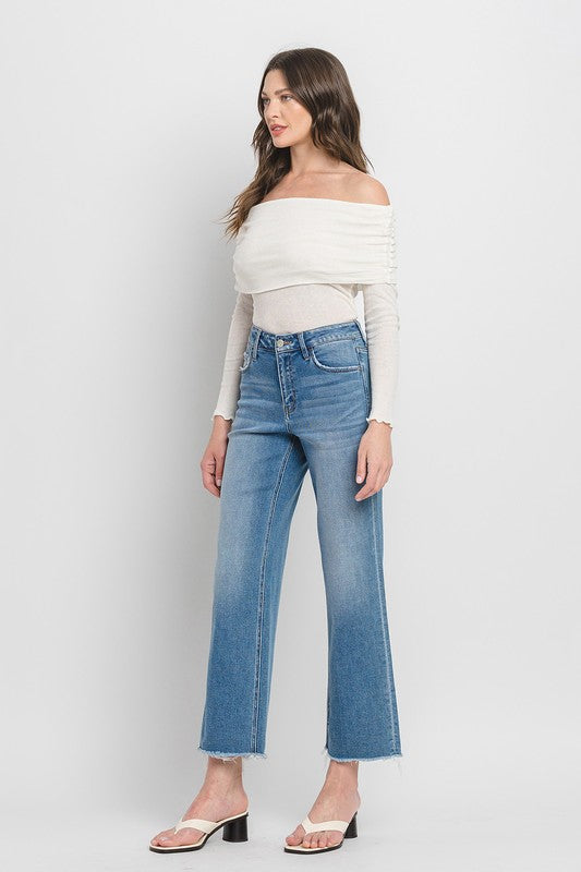 High Rise Ankle Slim Wide Jeans (Online Only/Ships from USA)