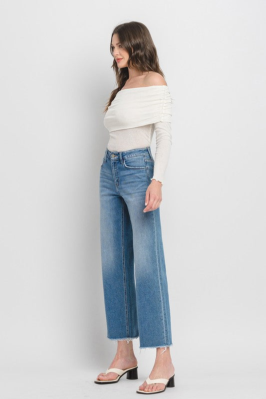 High Rise Ankle Slim Wide Jeans (Online Only/Ships from USA)