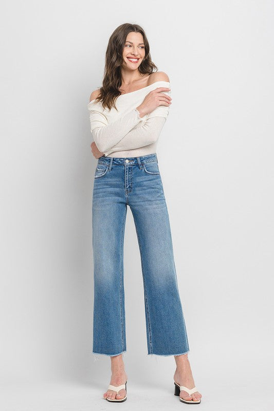 High Rise Ankle Slim Wide Jeans (Online Only/Ships from USA)