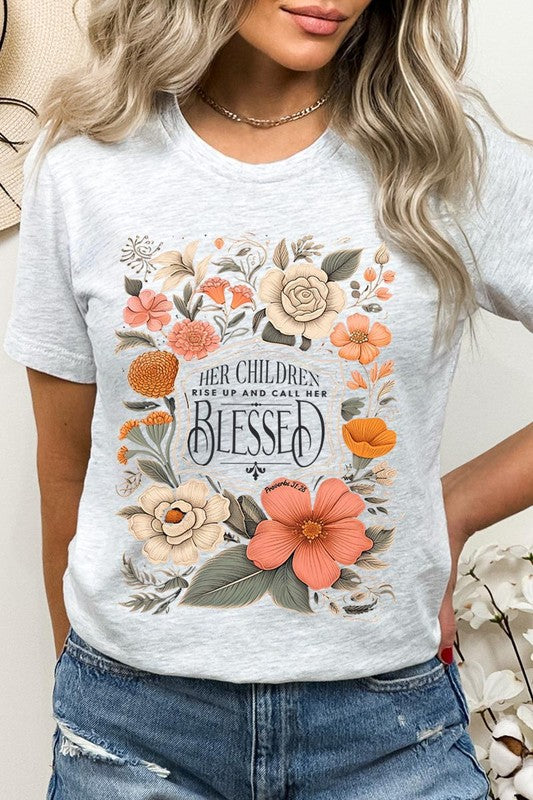 Blessed Floral Graphic T Shirts (Online Only/Ships from USA)