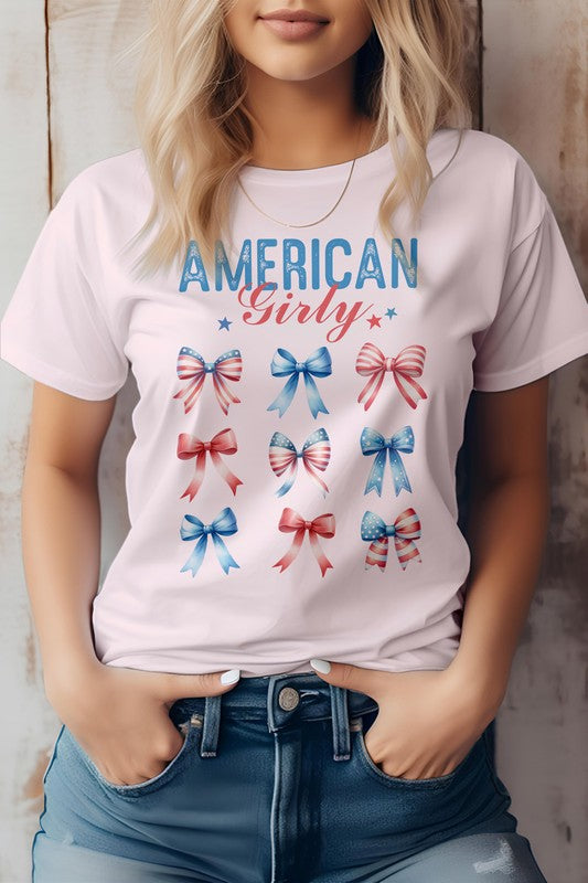 Patriotic Coquette Bow 4th of July Graphic Tee (Online Only/Ships from USA)