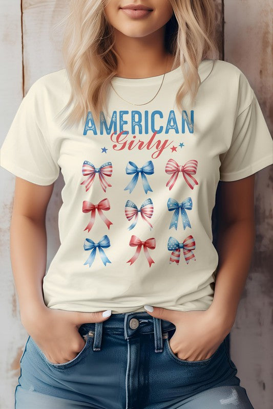 Patriotic Coquette Bow 4th of July Graphic Tee (Online Only/Ships from USA)