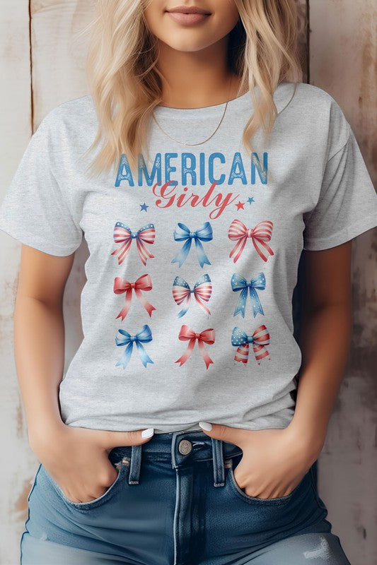 Patriotic Coquette Bow 4th of July Graphic Tee (Online Only/Ships from USA)