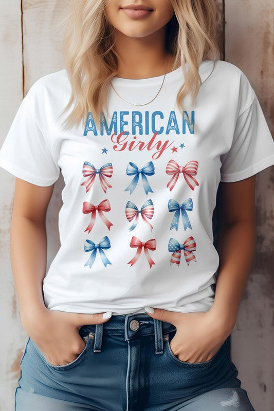 Patriotic Coquette Bow 4th of July Graphic Tee (Online Only/Ships from USA)