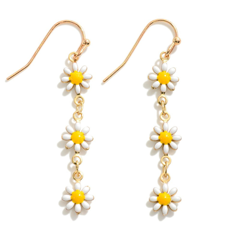 Dainty enamel painted flowers yellow & white