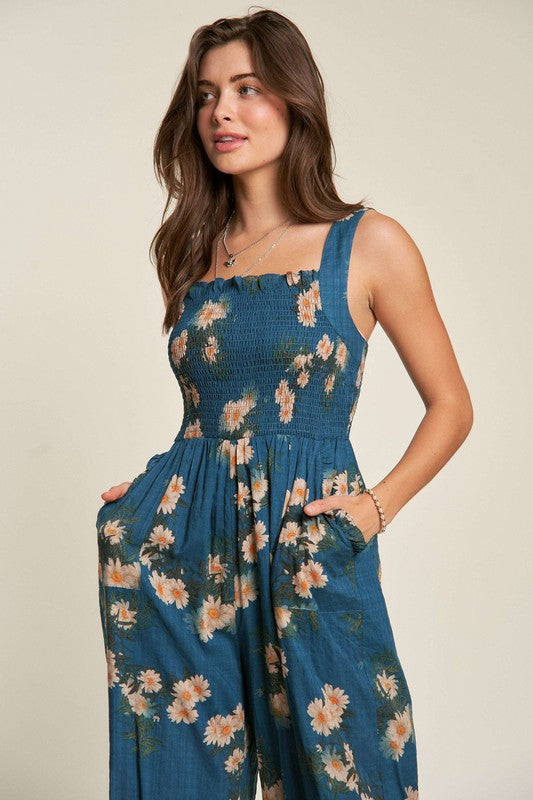 Floral Printed Ruffle Detail Jumpsuit (Online Only/Ships from USA)