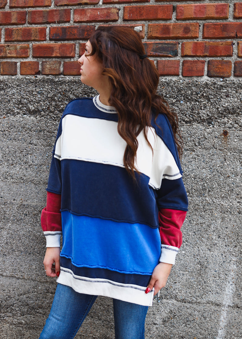 Rugby Color Block Stripe Sweatershirt