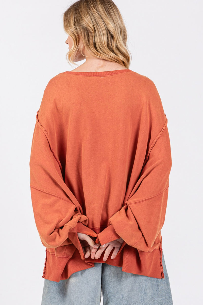 Mineral Wash Side Slit Oversized Sweatshirt (Online Only/Ships from USA)