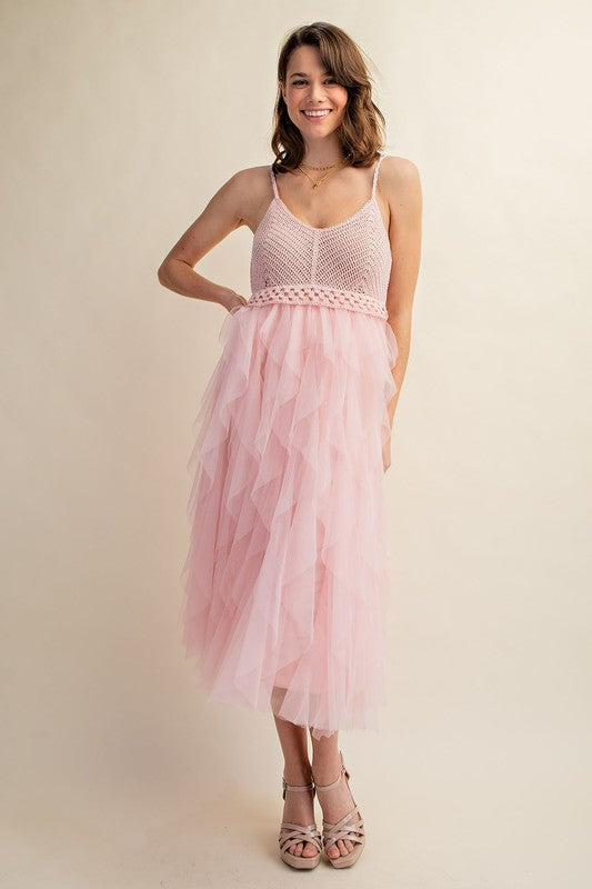 LOVELY TULLE MIDI CROCHET DRESS (Online Only/Ships from USA)