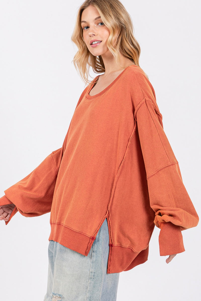 Mineral Wash Side Slit Oversized Sweatshirt (Online Only/Ships from USA)