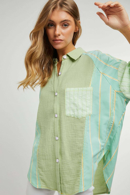 Plaid Stripe Shirt Top  (Online Only/Ships from USA)