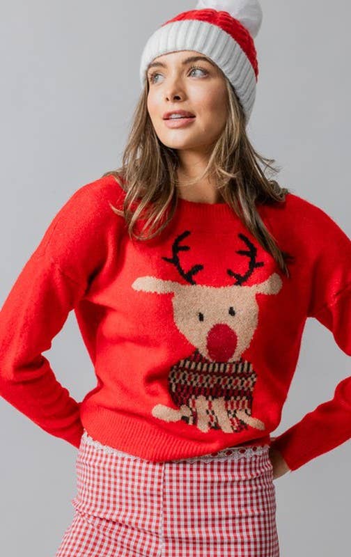 Rudolph Crewneck Knit Sweater