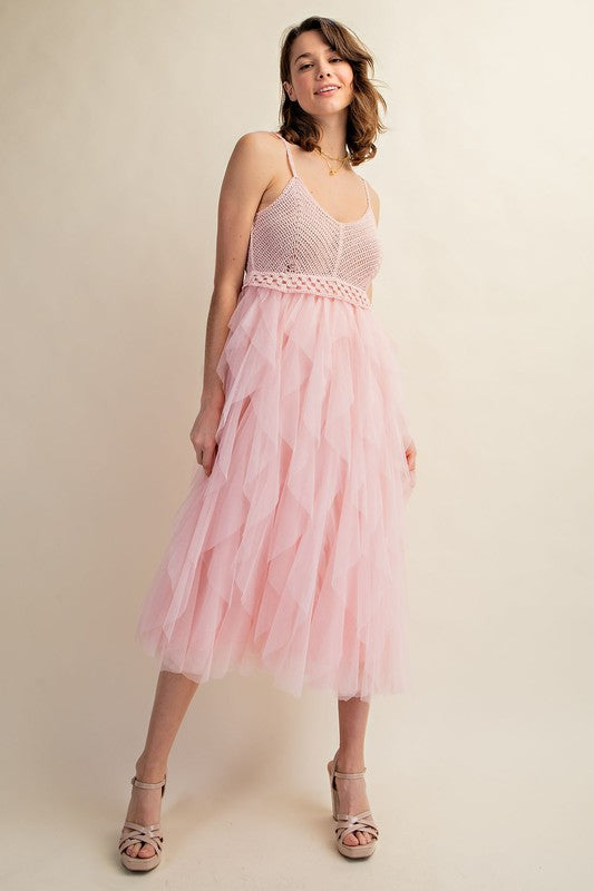 LOVELY TULLE MIDI CROCHET DRESS (Online Only/Ships from USA)