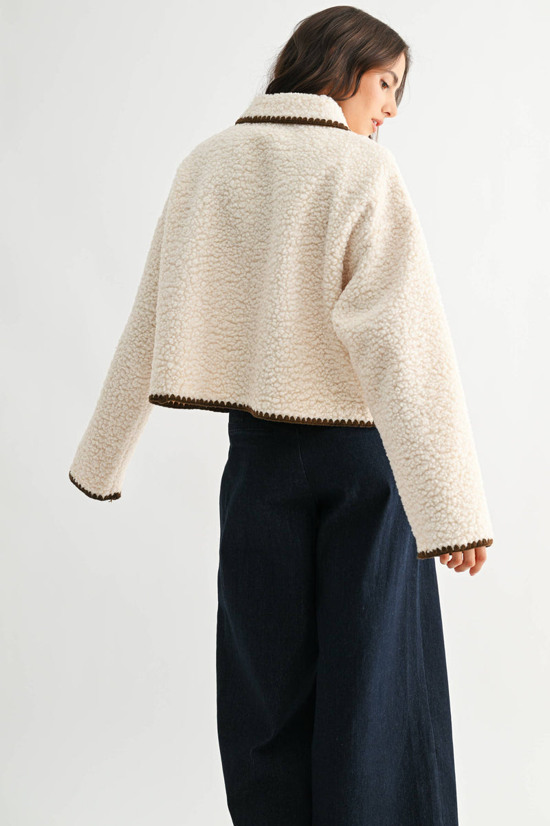 CONTRAST TRIM SHERPA JACKET