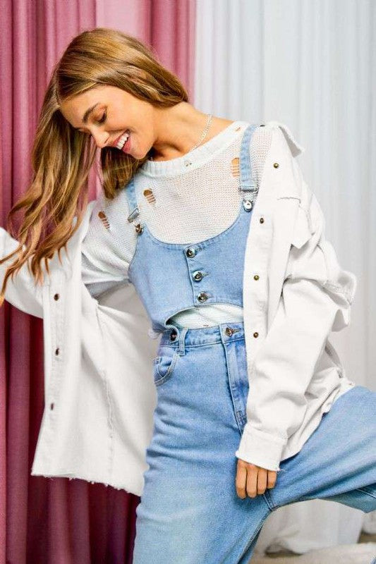 Multi Color Letters Fringed Hem Detail Shirt  (Online Only/Ships from USA)