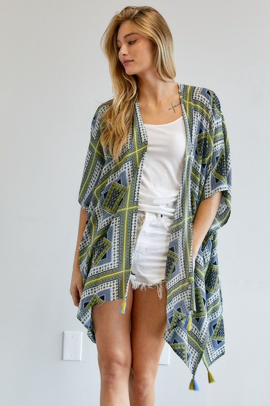 Printed Short Sleeve loose Kimono  (Online Only/Ships from USA)