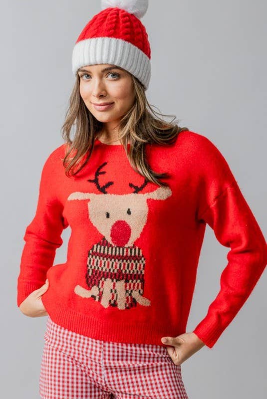 Rudolph Crewneck Knit Sweater