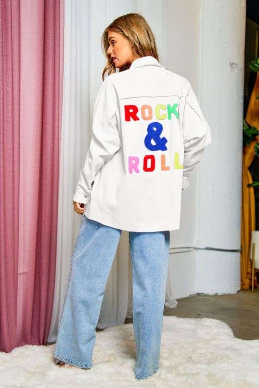 Multi Color Letters Fringed Hem Detail Shirt  (Online Only/Ships from USA)