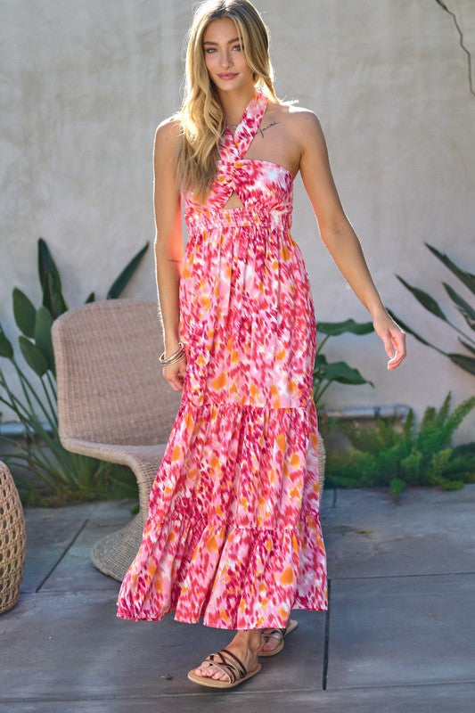 Printed Smocked Ruffle Maxi Dress  (Online Only/Ships from USA)