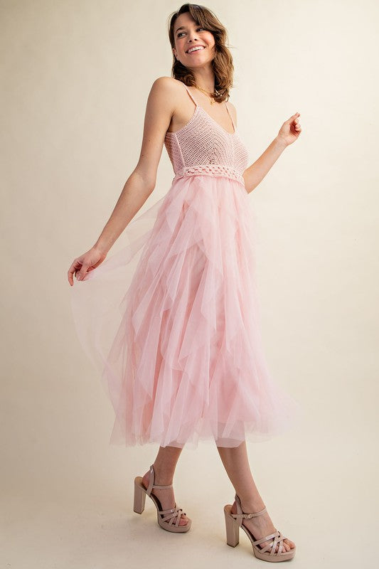 LOVELY TULLE MIDI CROCHET DRESS (Online Only/Ships from USA)