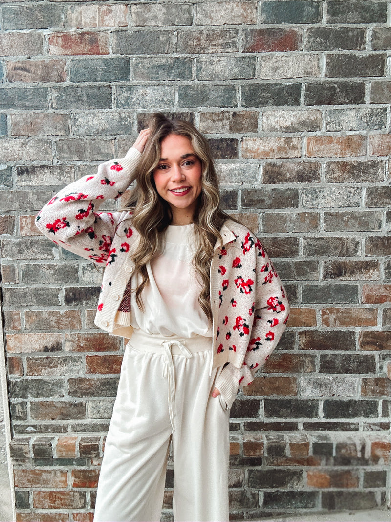 Floral Pattern Button Down Cardigan