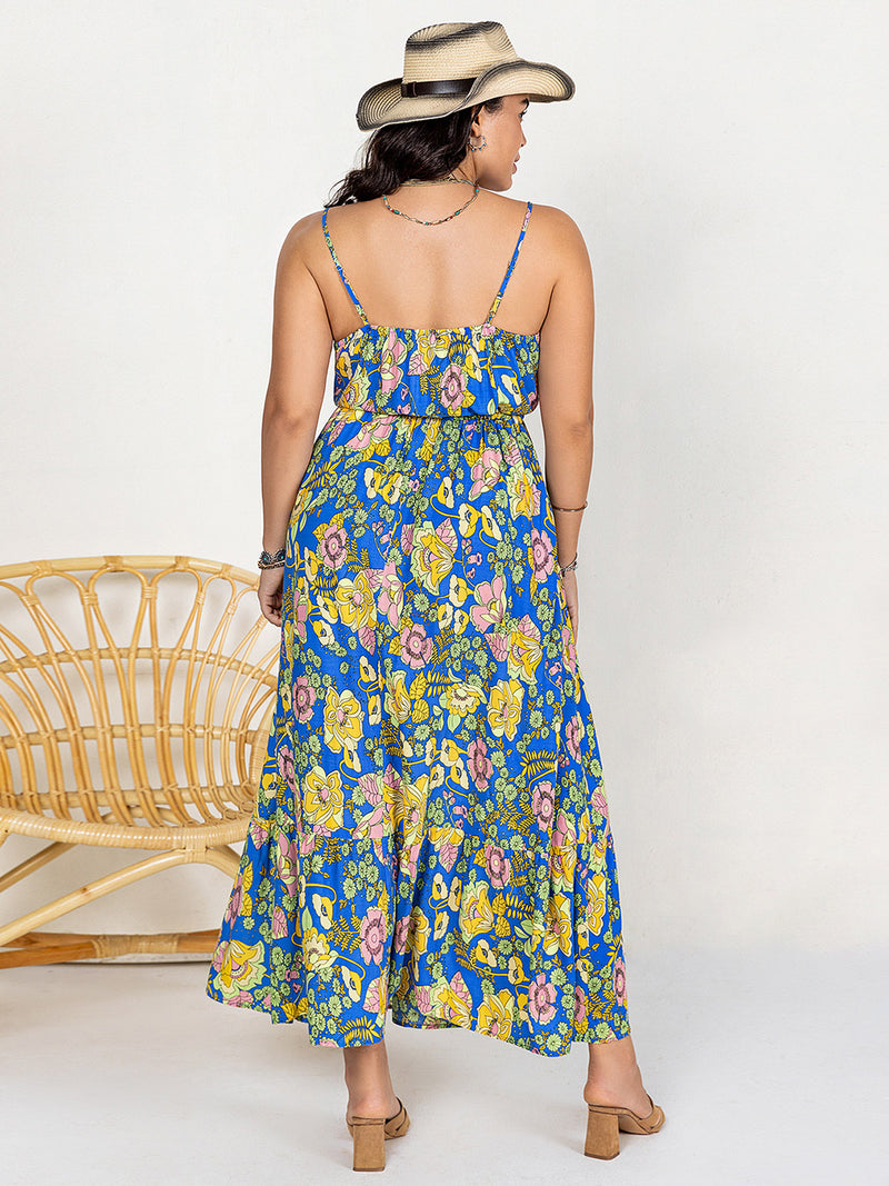 Drawstring Ruffle Hem Maxi Dress (Online Only)