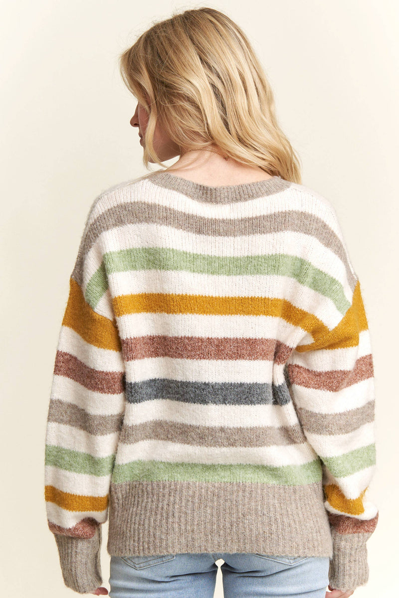 MULTICOLOR STRIPE SWEATER TOP