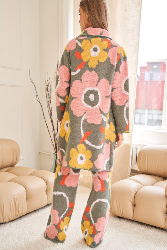 Flower Printed Casual Cozy Full Long Wide Pants  (Online Only/Ships from USA)