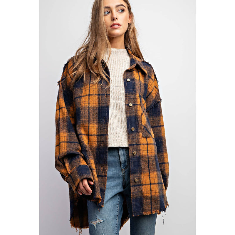 SUPER SOFT PLAID BUTTON DOWN SHIRT JACKET SHACKET