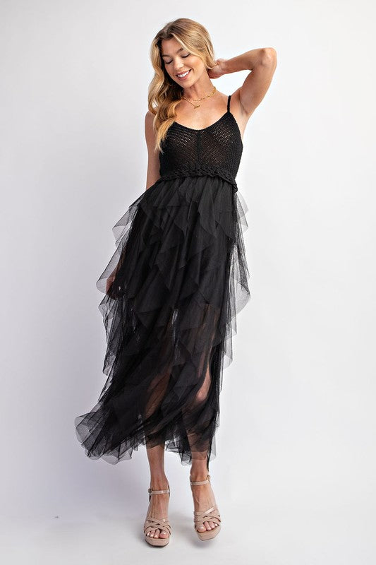 LOVELY TULLE MIDI CROCHET DRESS (Online Only/Ships from USA)