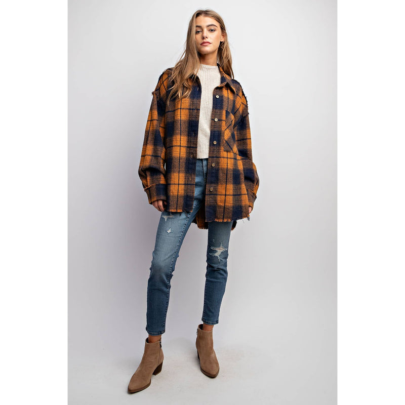 SUPER SOFT PLAID BUTTON DOWN SHIRT JACKET SHACKET