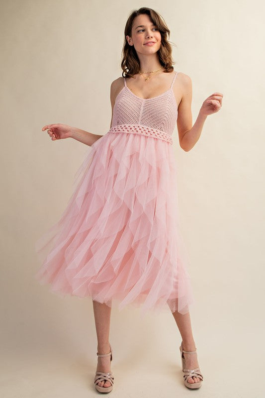 LOVELY TULLE MIDI CROCHET DRESS (Online Only/Ships from USA)