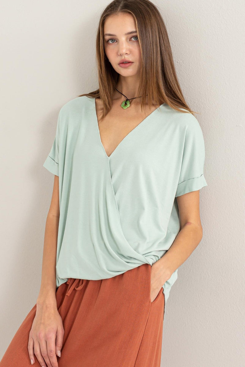 Short Sleeve Surplice Top (Online Only/Ships from USA)