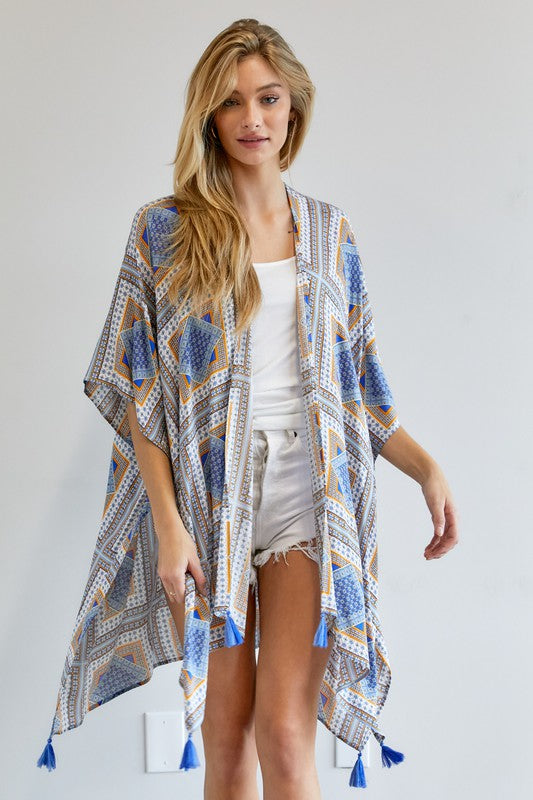 Printed Short Sleeve loose Kimono  (Online Only/Ships from USA)