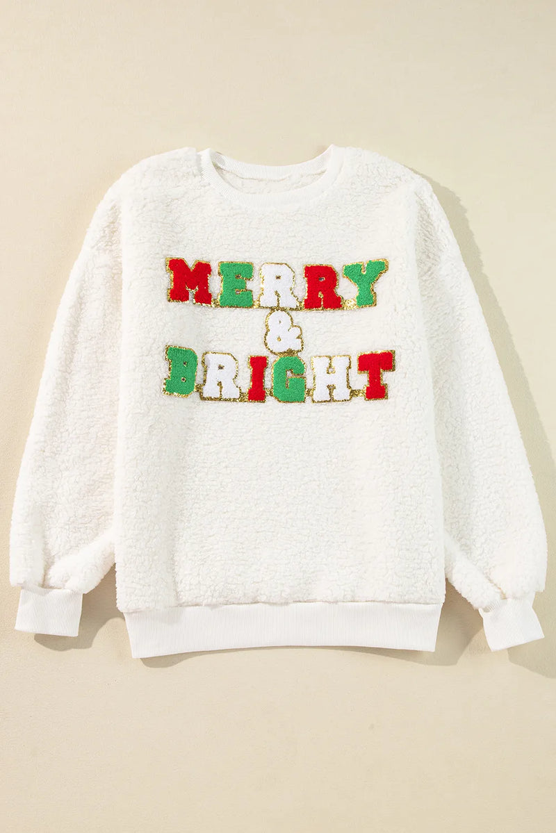 MERRY & BRIGHT Round Neck Long Sleeve Sweatshirt (Online Only)