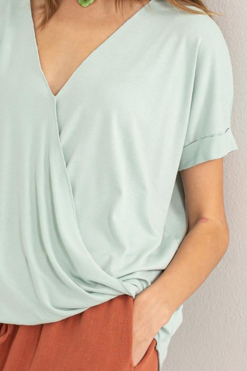 Short Sleeve Surplice Top (Online Only/Ships from USA)